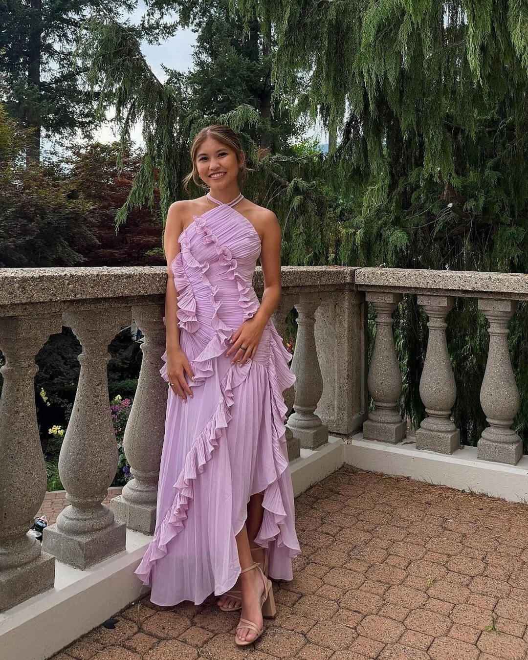 Vestido de tule com folhos Ruffa