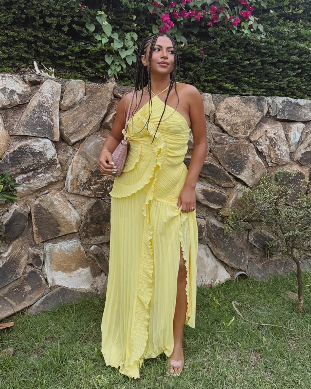 Vestido de tule com folhos Ruffa