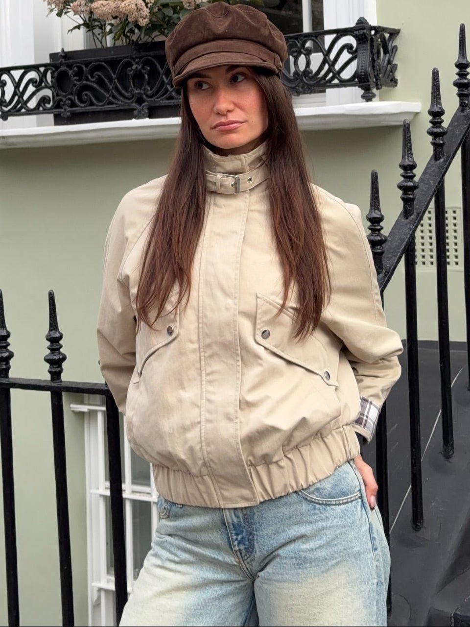 Chaqueta casual Runa con cuello mao