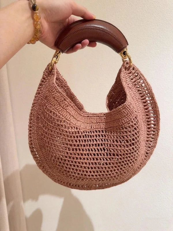 Sac tressé en forme de croissant Sabine