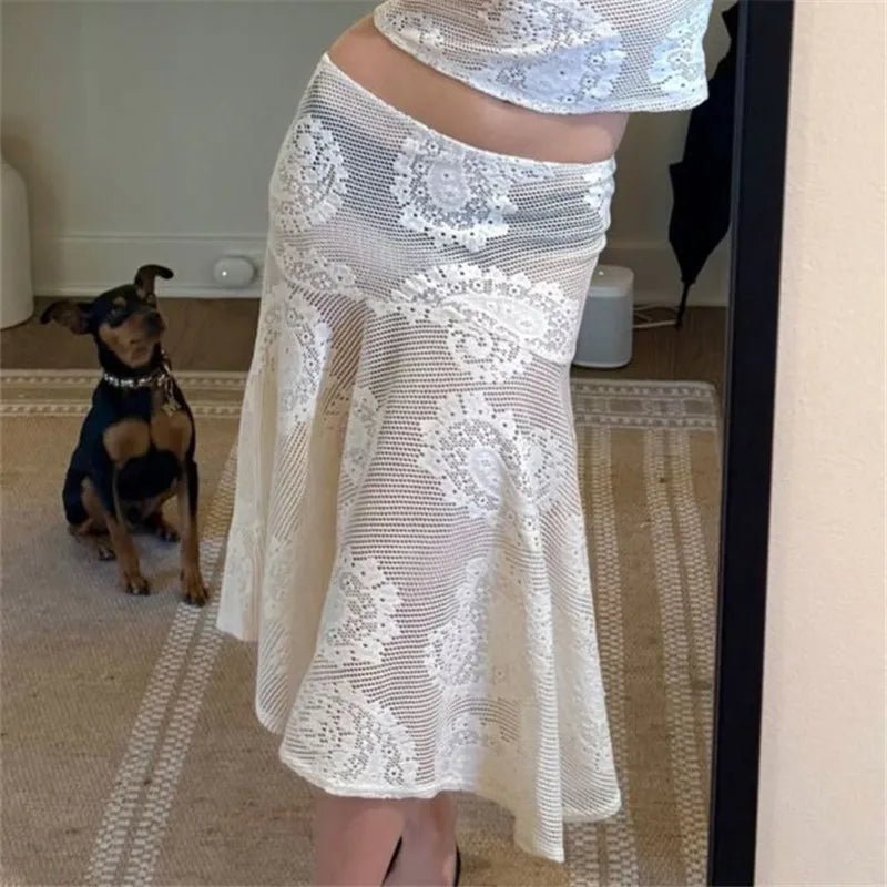 Gonna midi Sabrina in pizzo paisley