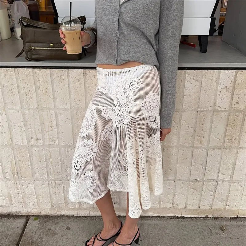 Gonna midi Sabrina in pizzo paisley