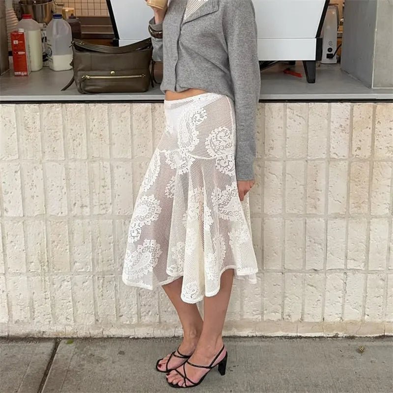 Gonna midi Sabrina in pizzo paisley