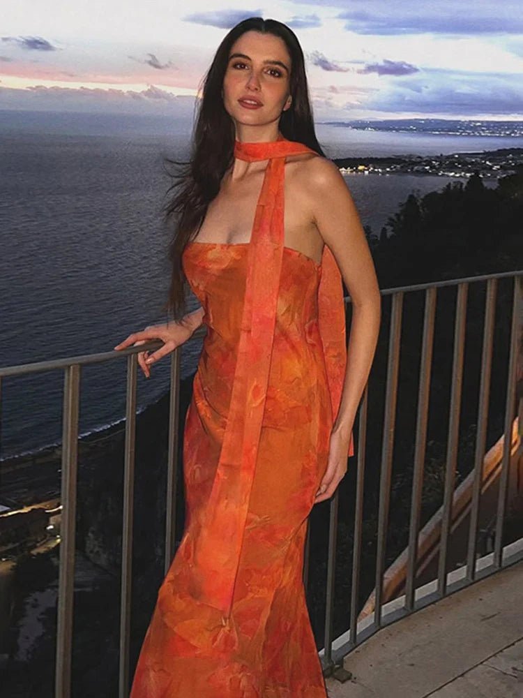 Sabrina Trägerloses Mesh-Maxikleid