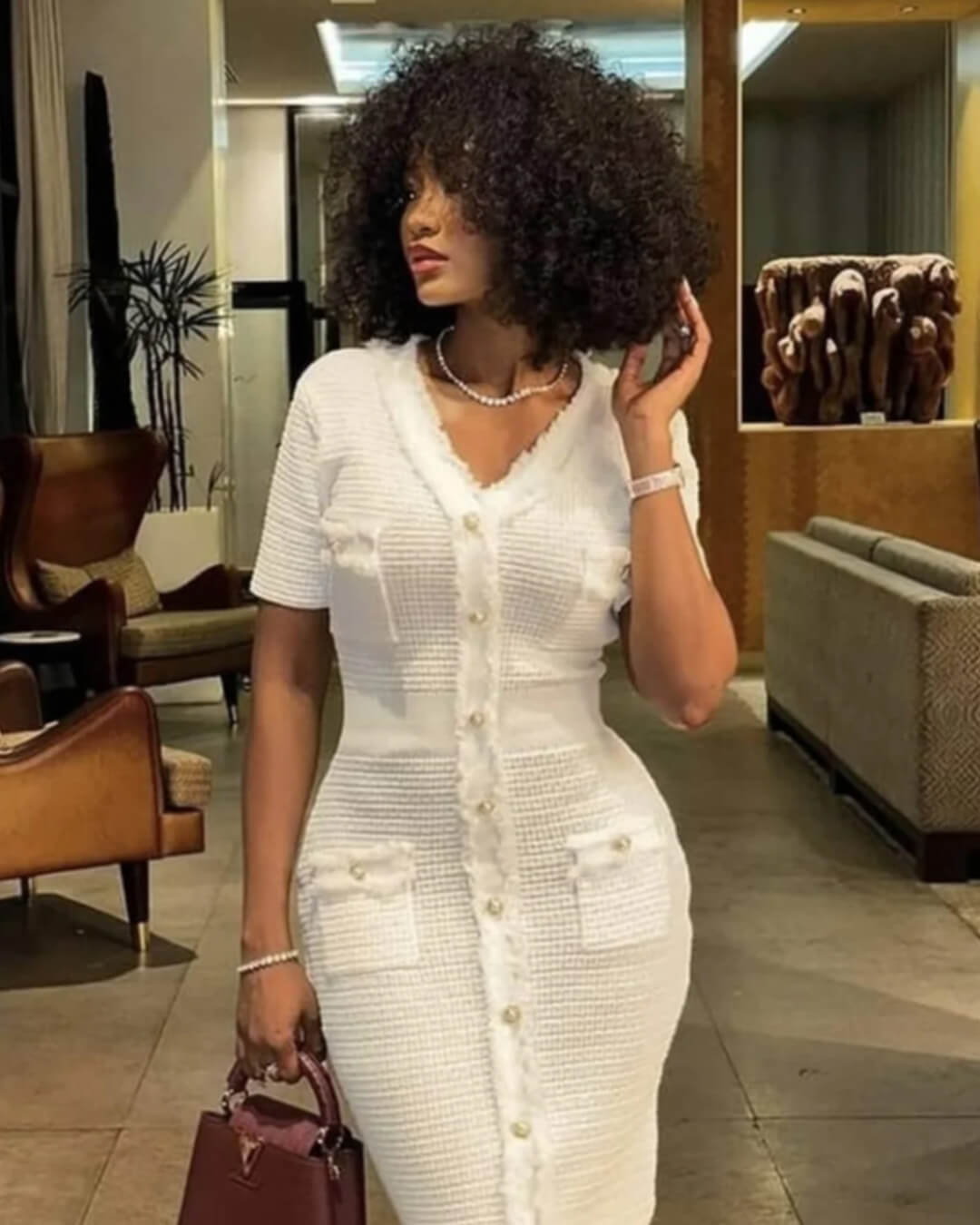 Abito in maglia Sabrina con scollo a V