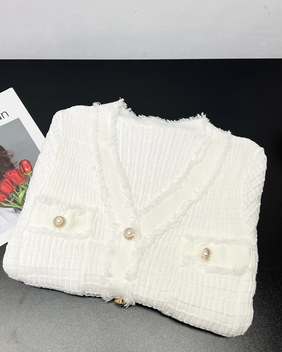 Abito in maglia Sabrina con scollo a V