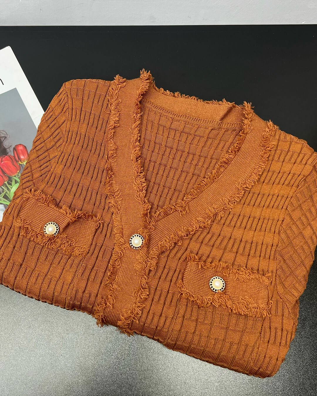 Abito in maglia Sabrina con scollo a V