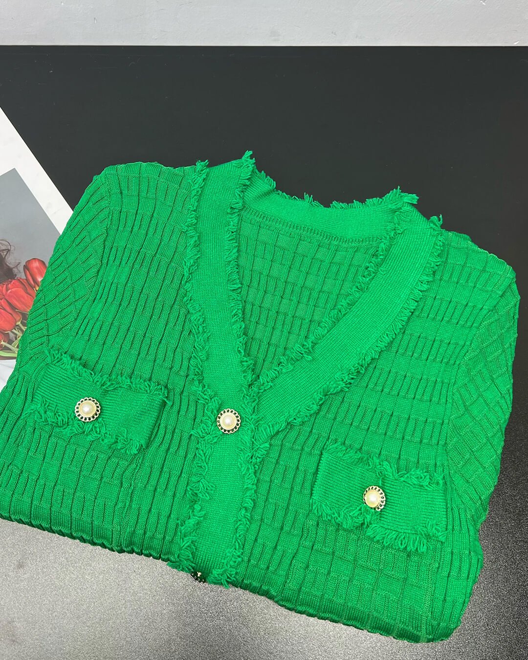 Abito in maglia Sabrina con scollo a V