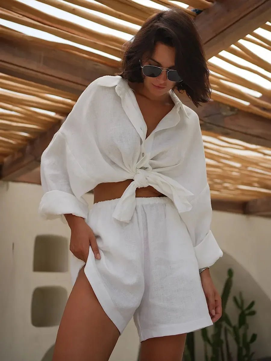 Sally shortsset med slagkrage och lanternärmar