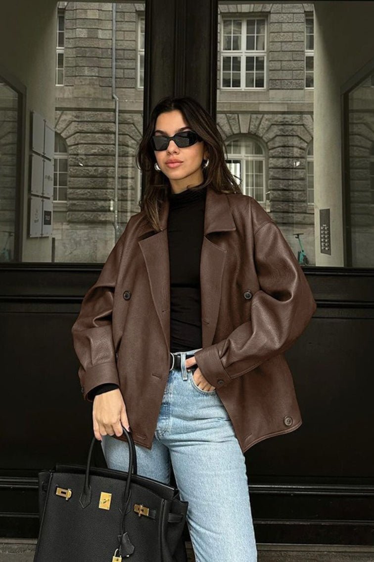 Manteau décontracté vintage en cuir Sandra