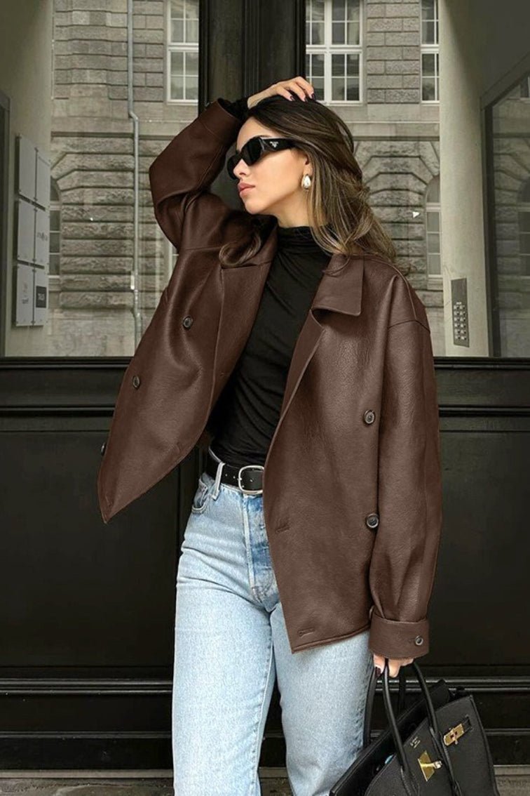 Manteau décontracté vintage en cuir Sandra