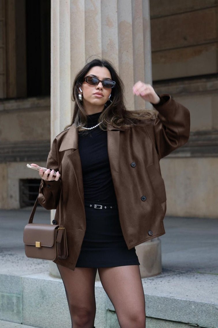 Manteau décontracté vintage en cuir Sandra