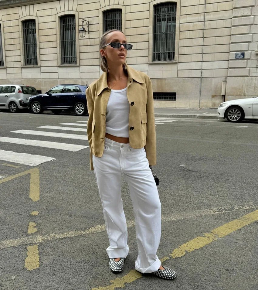 Sandy Wildlederjacke mit Kragen