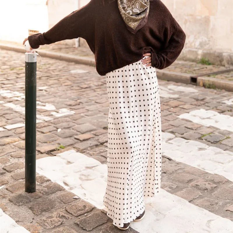 Saoirse Polka Dot Satin-Finish Maxi Skirt
