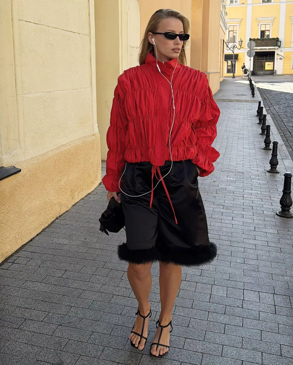 Sarah jack met rimpeldetails en rits