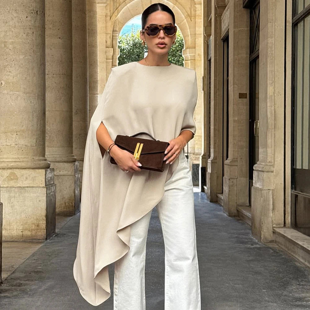 Ärmelloses Satin-Maxikleid mit Stehkragen
