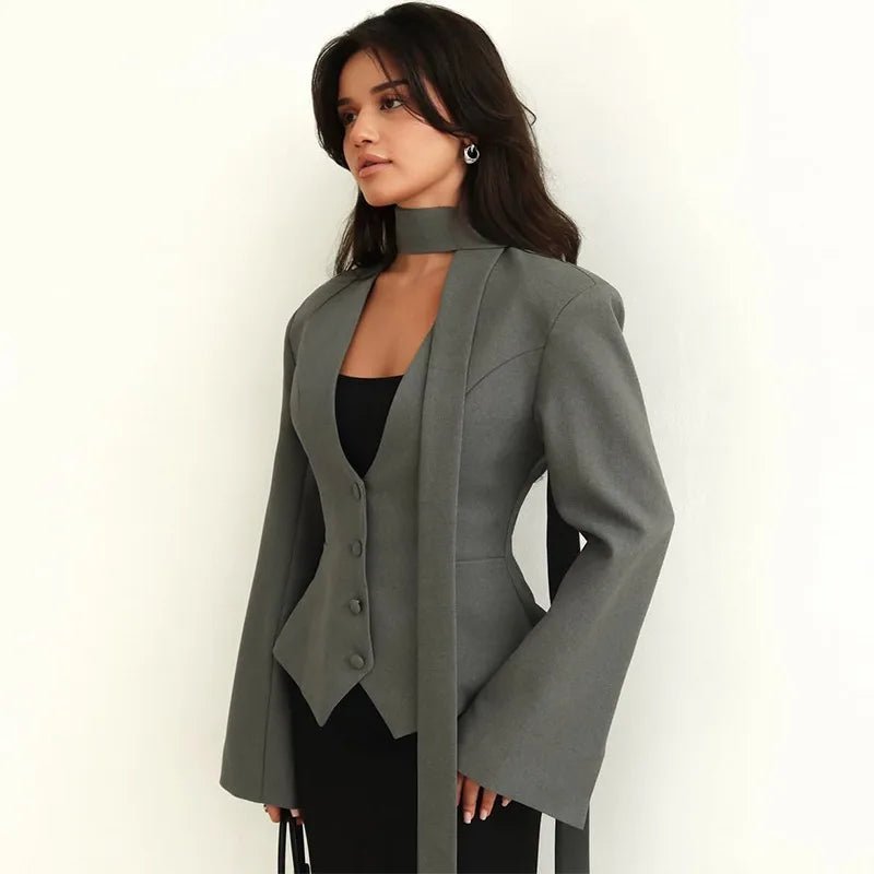 Casaco-blazer com cachecol Scarlett