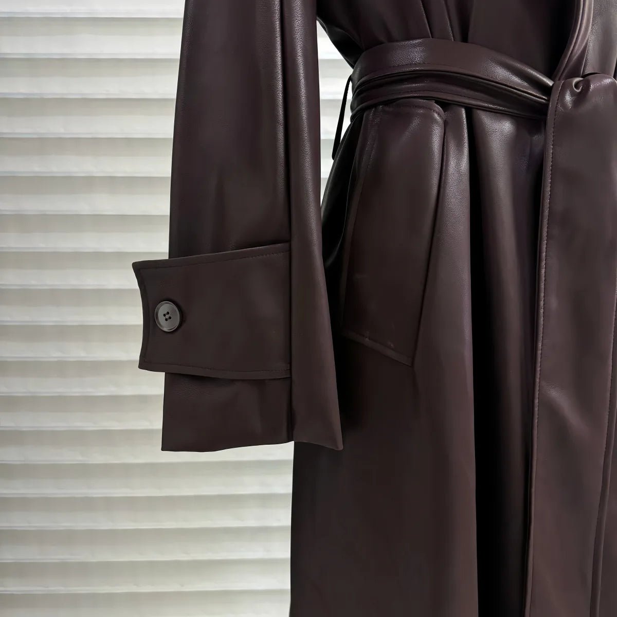 Shiela lange trenchcoat van imitatieleer