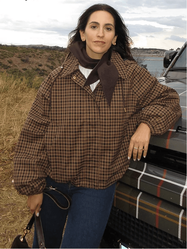 Shirley Hooded Plaid Shirt Jacket