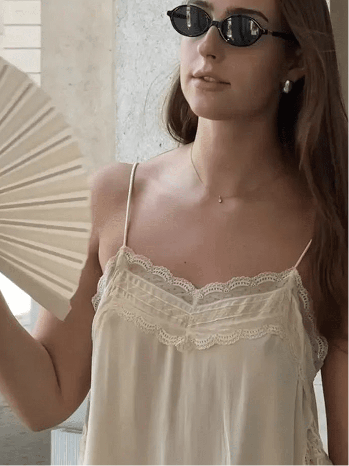 Top caraco Sia avec bordure en dentelle