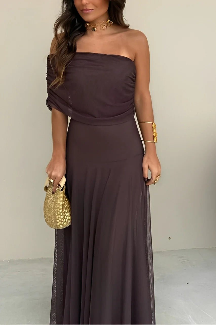 Sienna Off-Shoulder Ruched Maxi Dress
