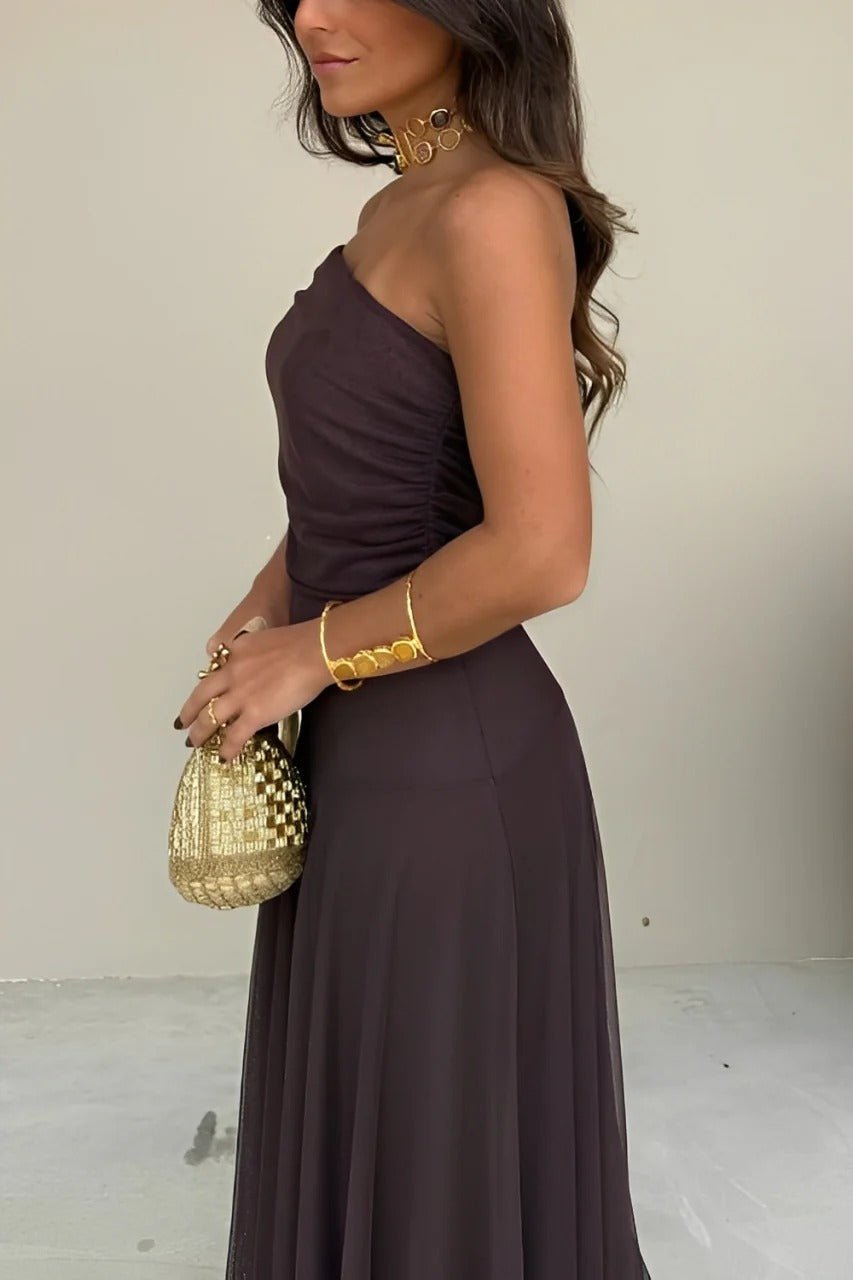 Sienna Off-Shoulder Ruched Maxi Dress