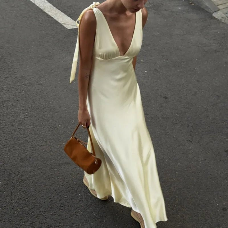 Sienna Satin Tie Strap Maxi Dress
