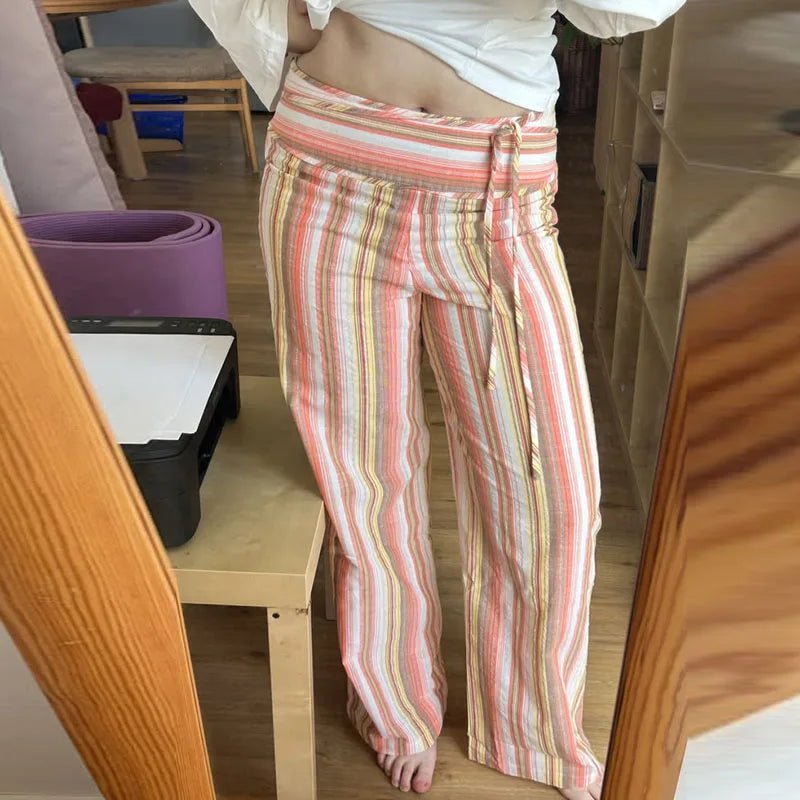 Sienna gestreifte Palazzo-Hose