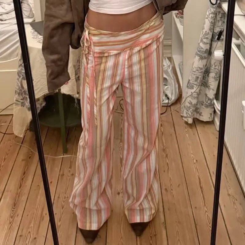 Sienna gestreifte Palazzo-Hose