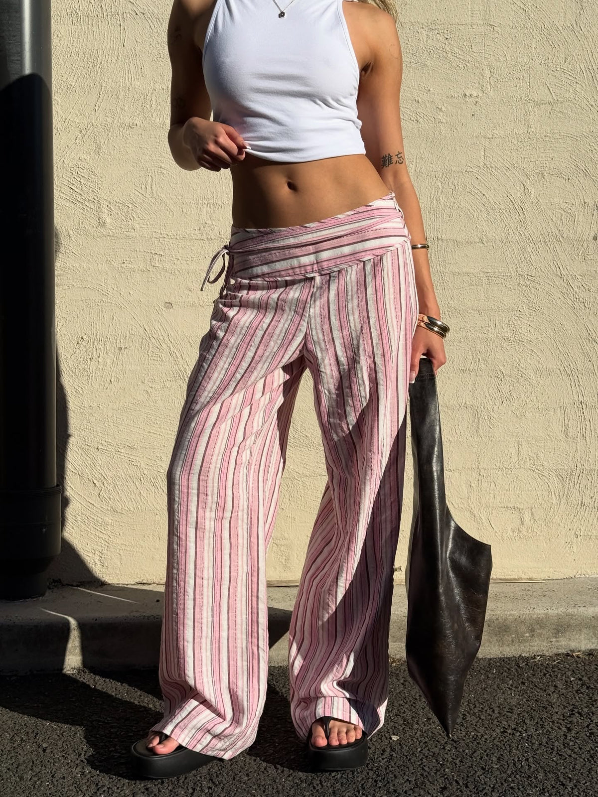 Sienna gestreifte Palazzo-Hose