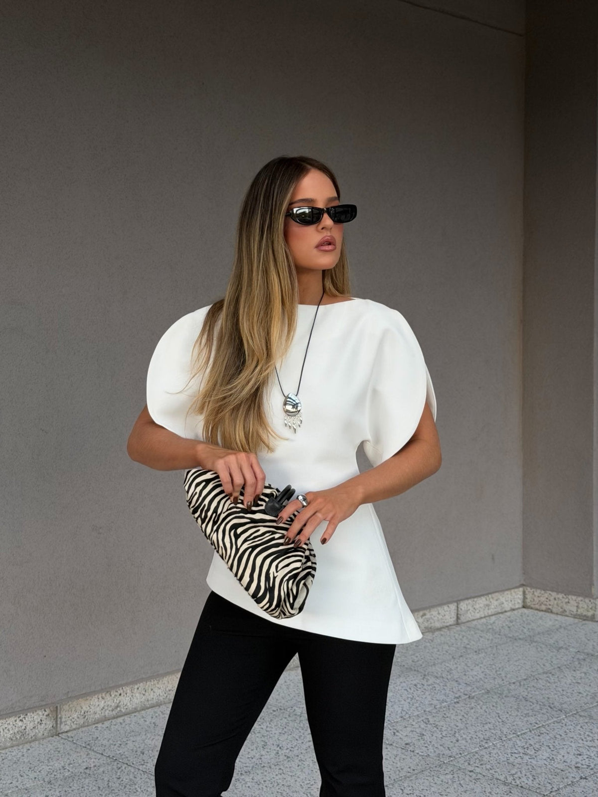 Top Sienna de punto tricot con mangas abullonadas