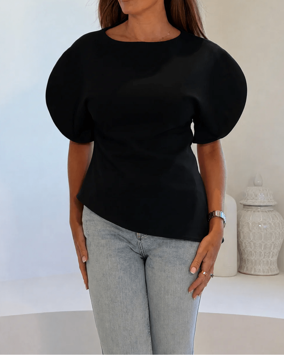 Top Sienna de punto tricot con mangas abullonadas