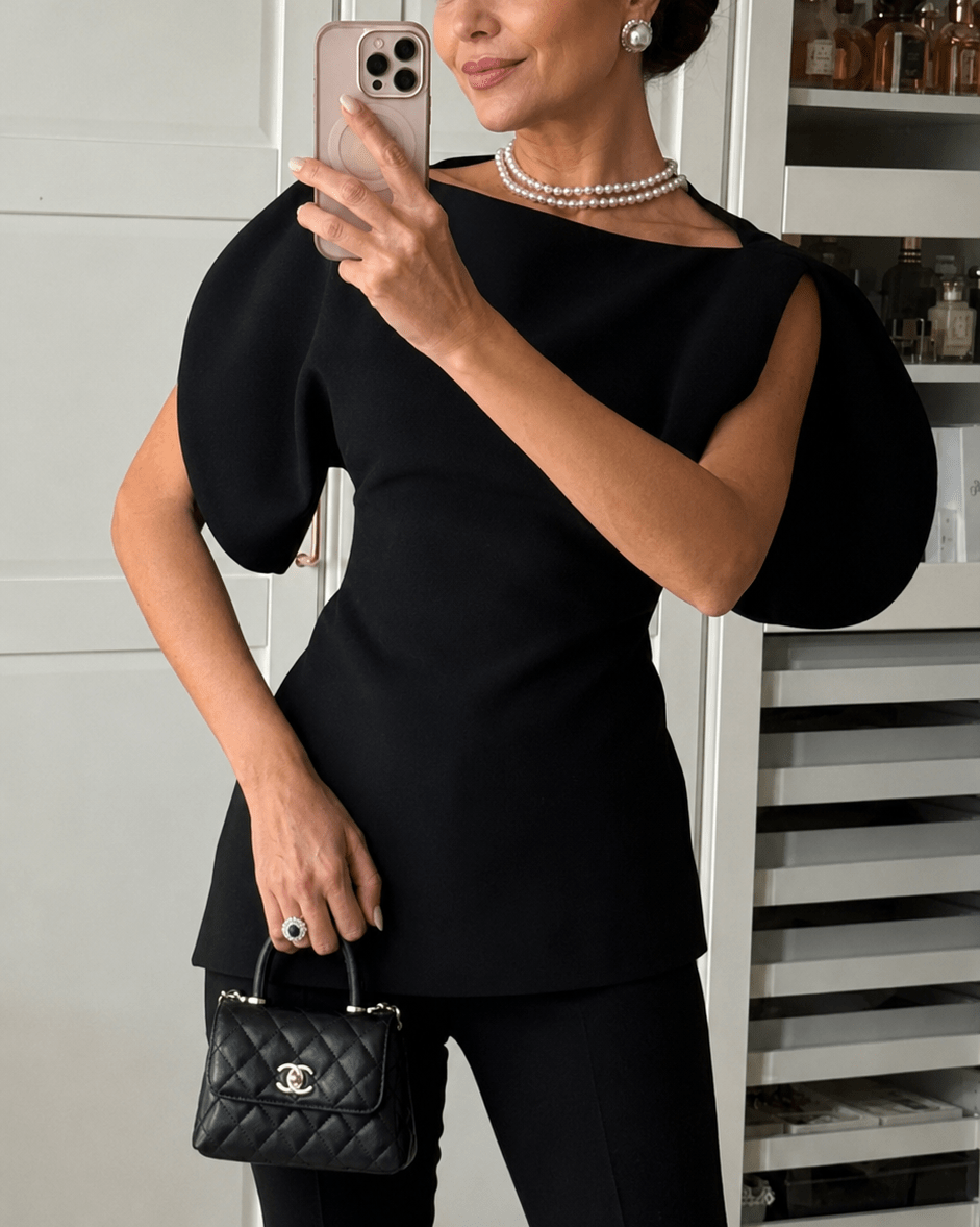 Top Sienna de punto tricot con mangas abullonadas
