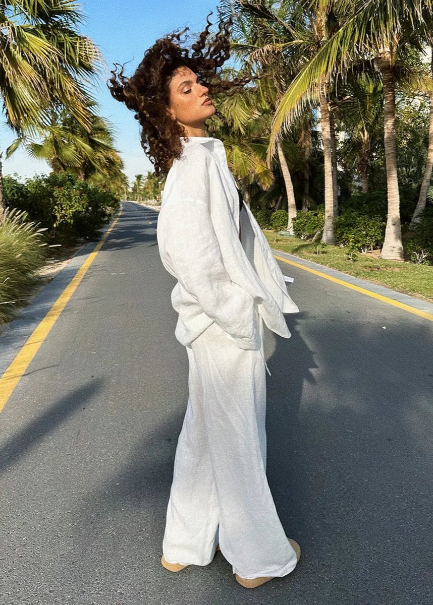 Sophia Cotton Shirt & Lounge Pants Set