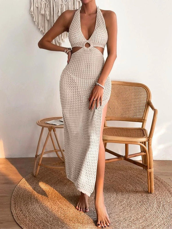 Vestido midi Sophia de malha com decote recortado