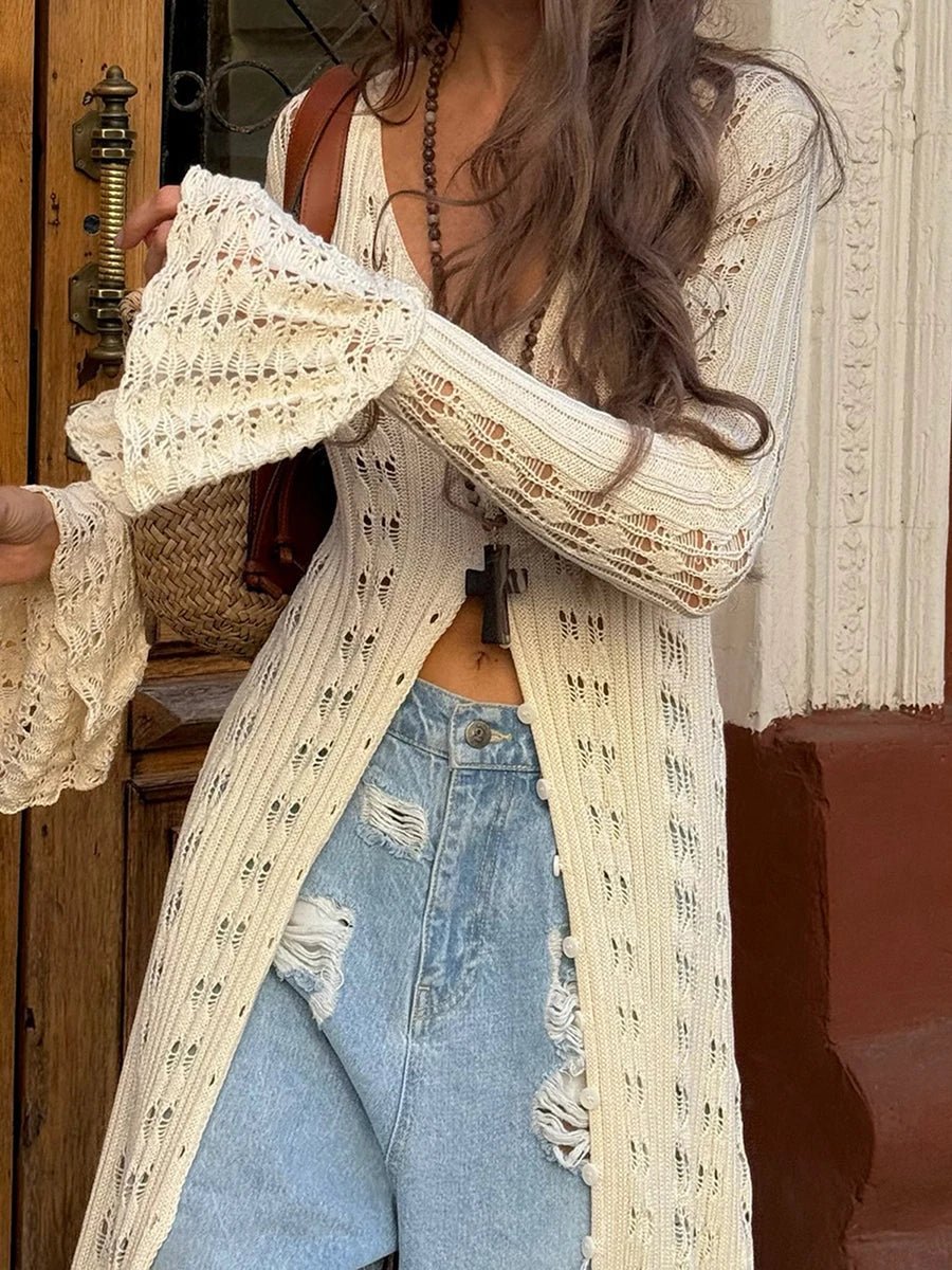Sophia Hollow Out Knit Cardigan Dress