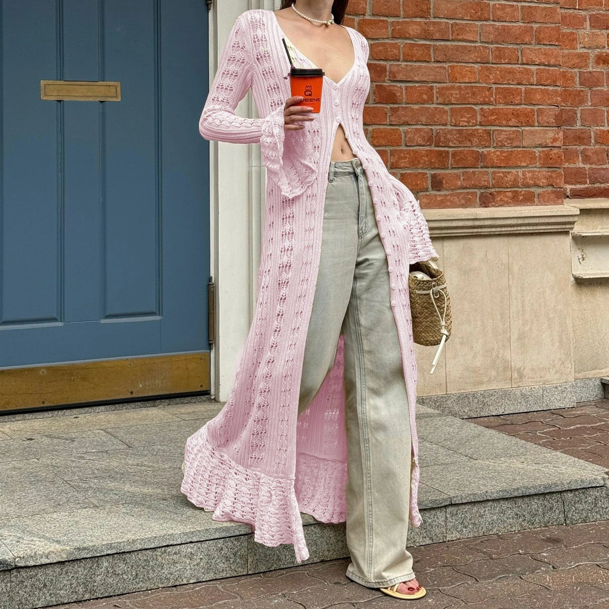 Sophia Hollow Out Knit Cardigan Dress