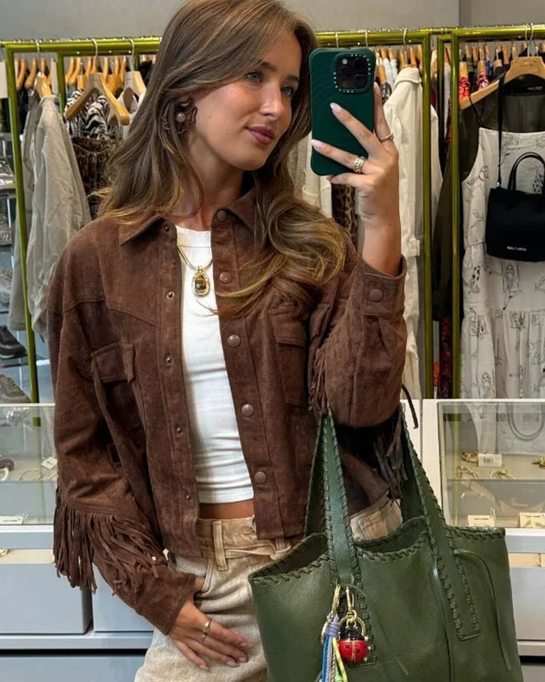 Chaqueta de ante con borlas Sophia