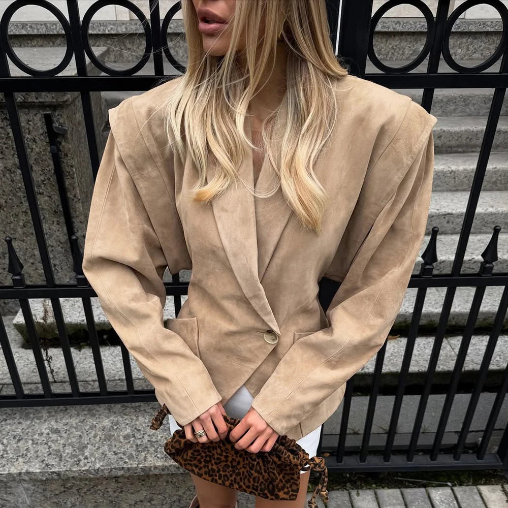 Suede V-Neck Jacket