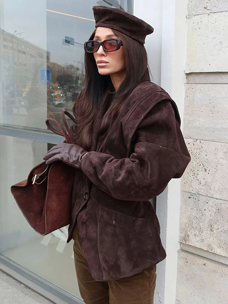 Suede V-Neck Jacket