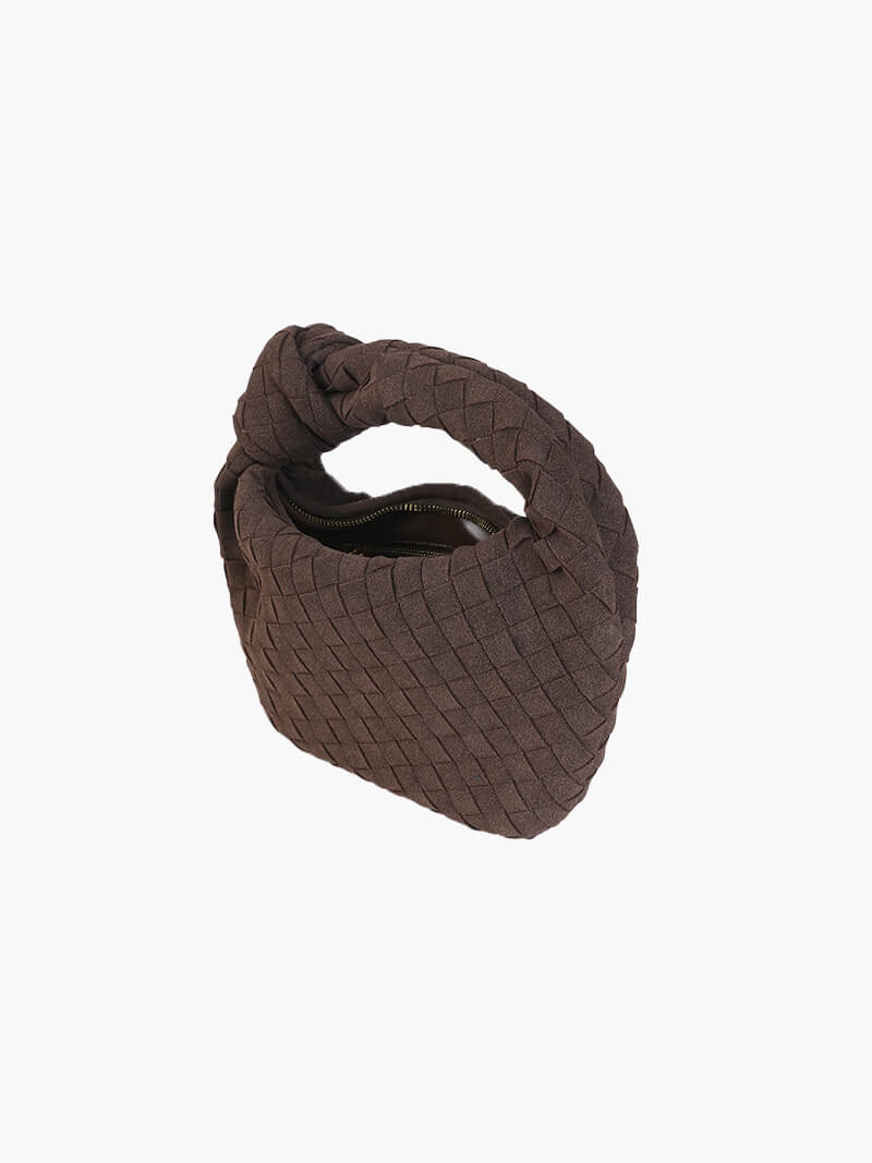 Mini bolso de mano de ante trenzado