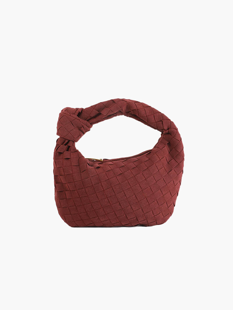 Mini bolso de mano de ante trenzado