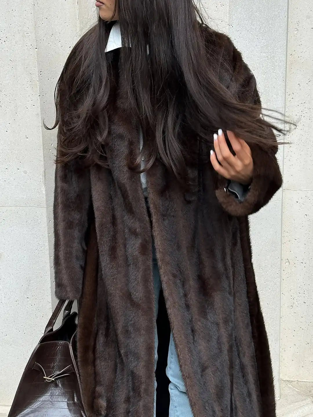 Μάξι παλτό από συνθετική γούνα Suzy