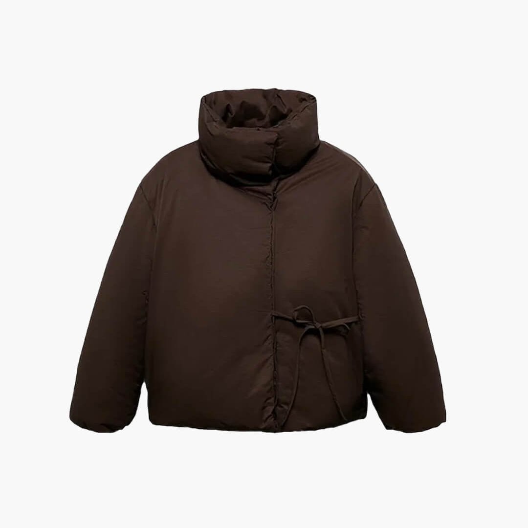 Suzy High Collar Tie-Up Puffer Jacket