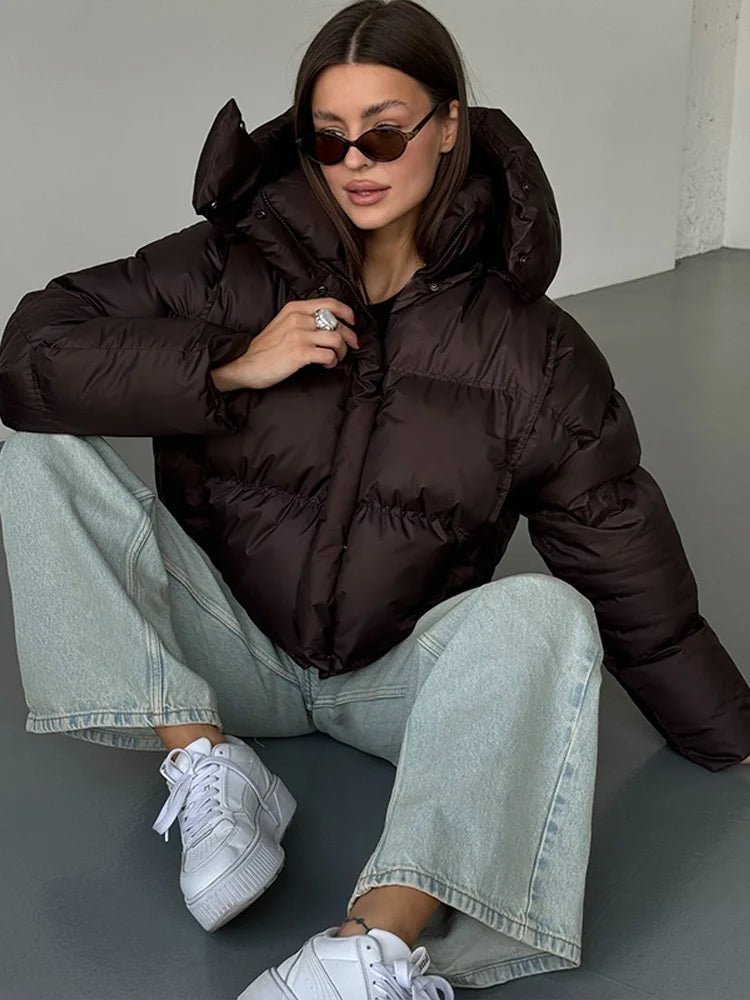 Κοντό μπουφάν puffer με κουκούλα Sylvia