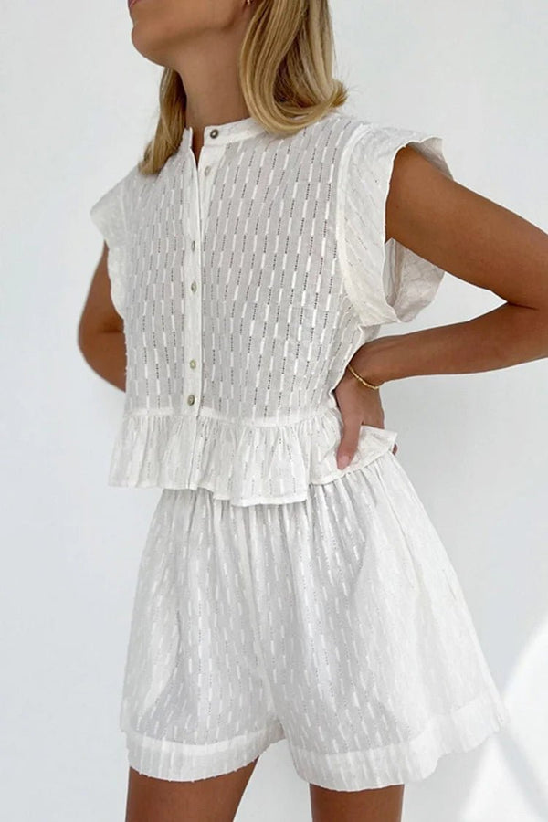Tanya Ruffled Short Sleeve Shorts Set