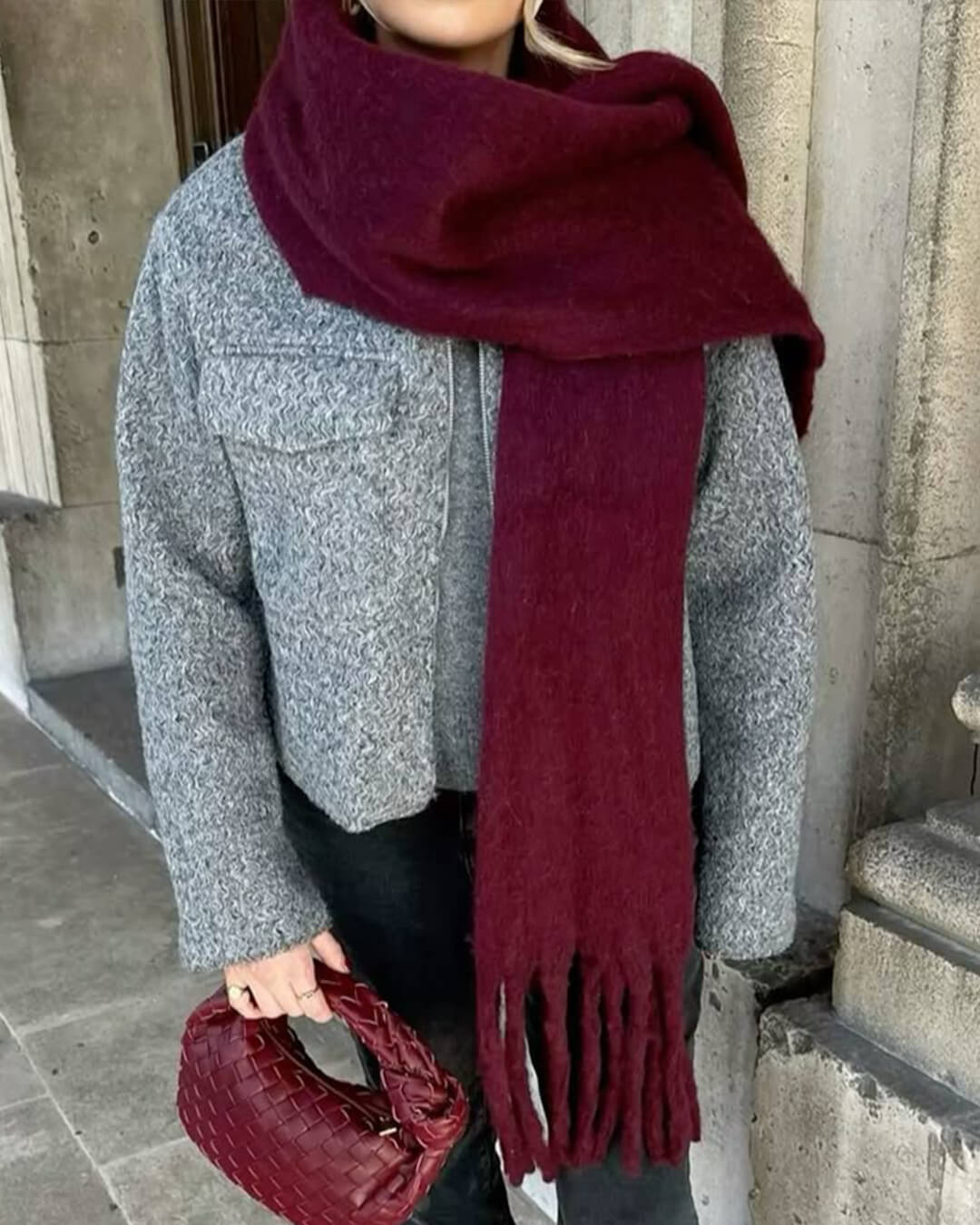 Tanya χειμερινό κασκόλ με κρόσσια