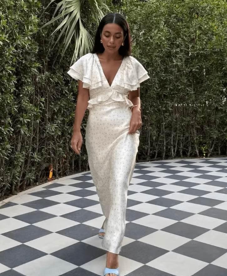 Taylor Ruffle Sleeves Midi Dress