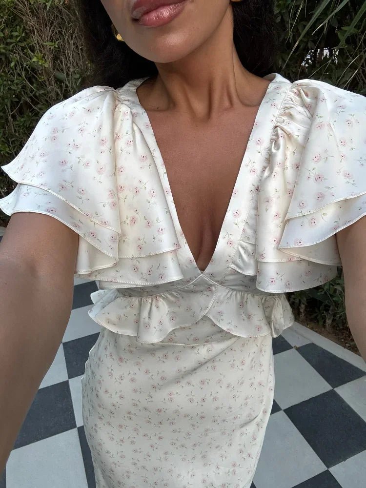 Taylor Ruffle Sleeves Midi Dress