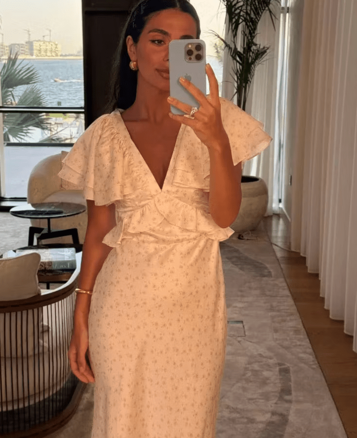 Taylor Ruffle Sleeves Midi Dress